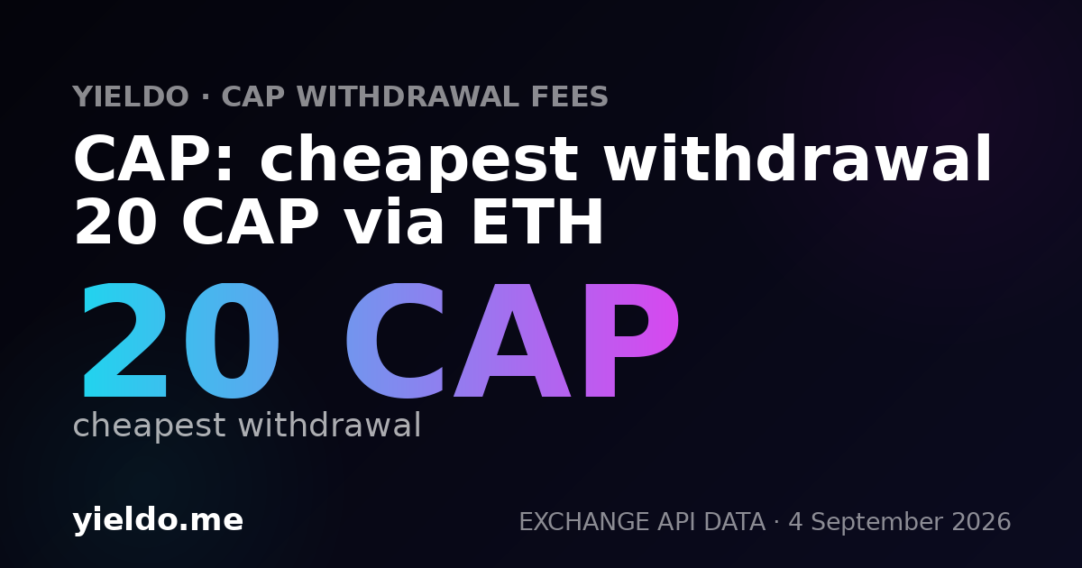 CAP: cheapest withdrawal 20 CAP via ETH