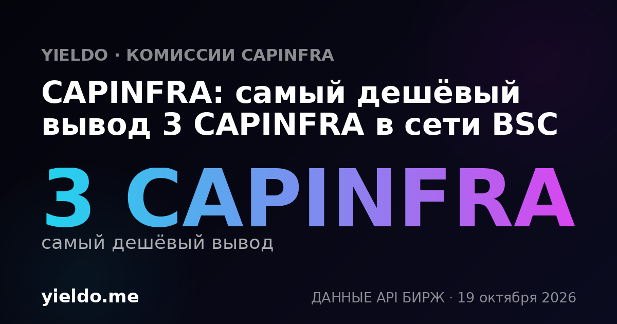 CAPINFRA: самый дешёвый вывод 3 CAPINFRA в сети BSC