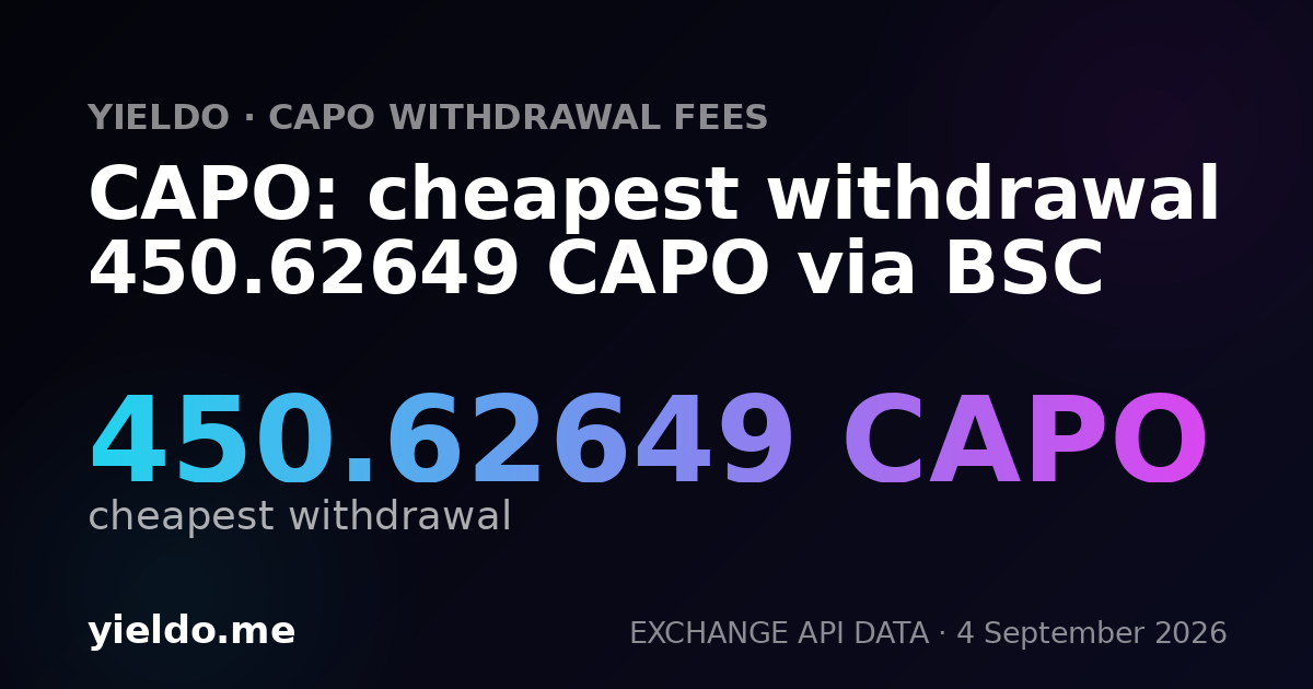 CAPO: cheapest withdrawal 450.62649 CAPO via BSC