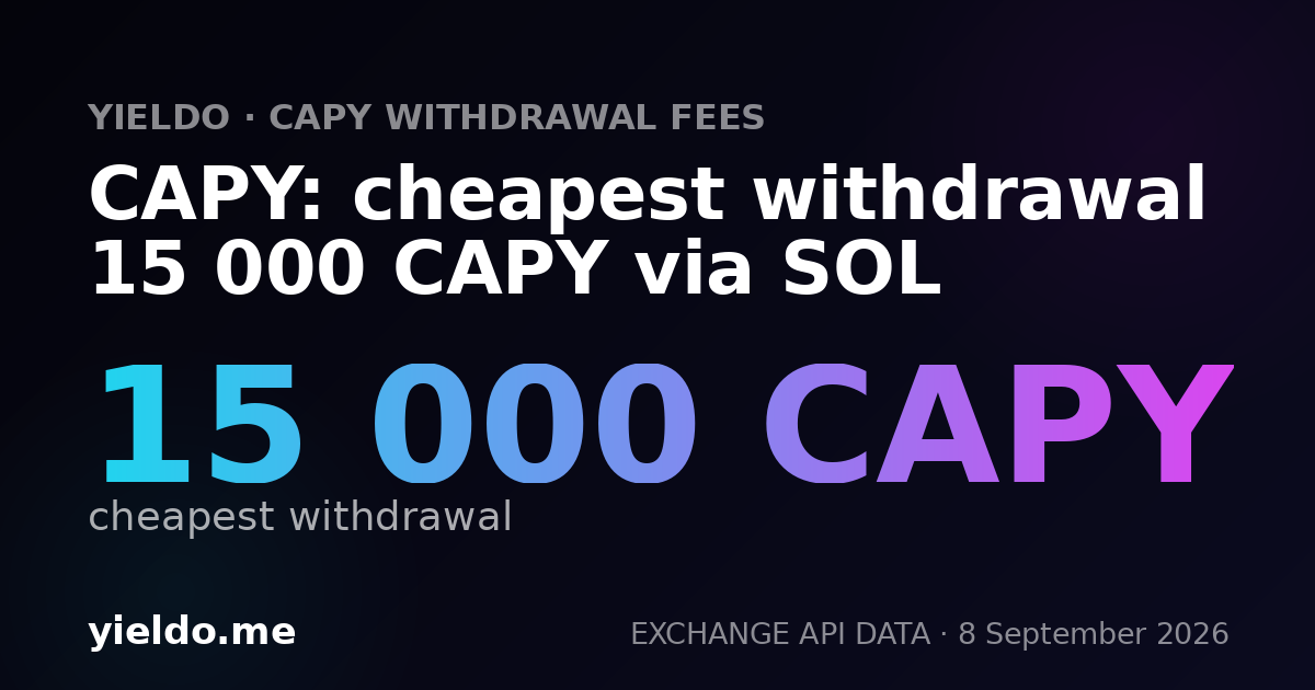 CAPY: cheapest withdrawal 15 000 CAPY via SOL