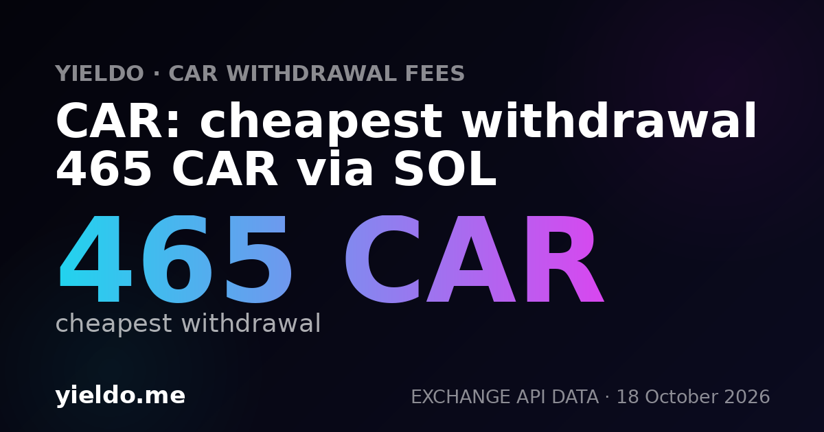 CAR: cheapest withdrawal 465 CAR via SOL