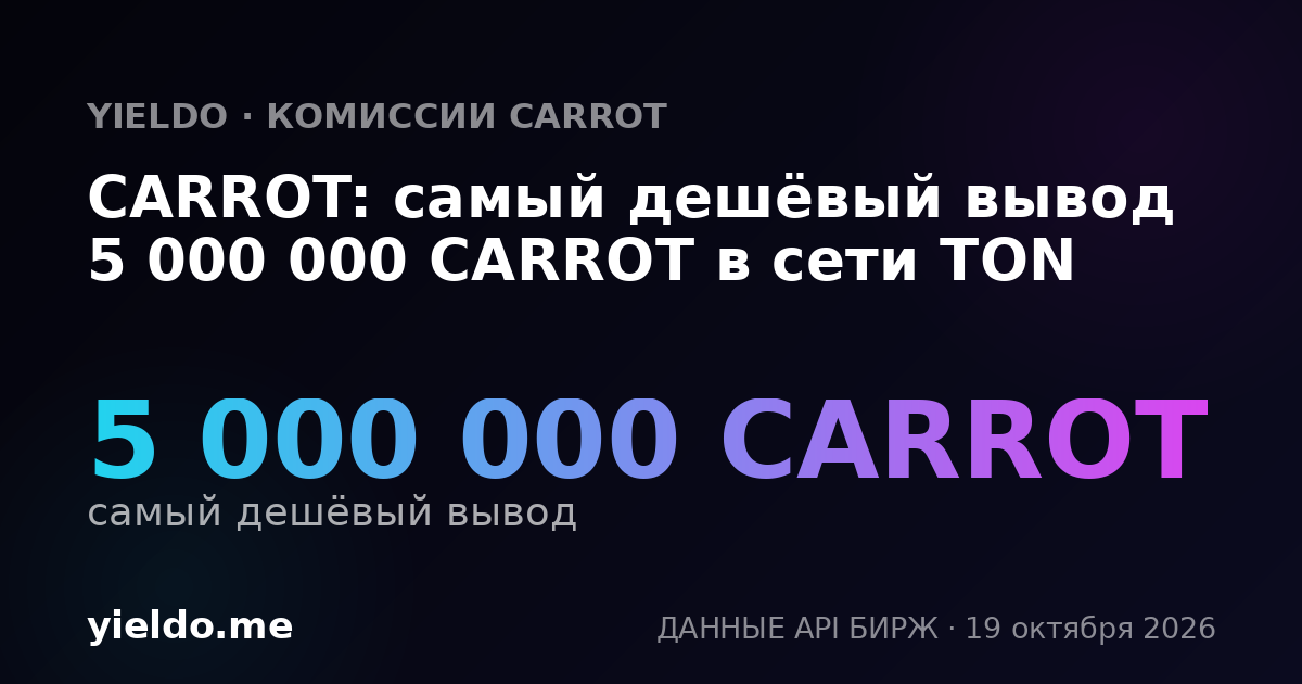 CARROT: самый дешёвый вывод 5 000 000 CARROT в сети TON