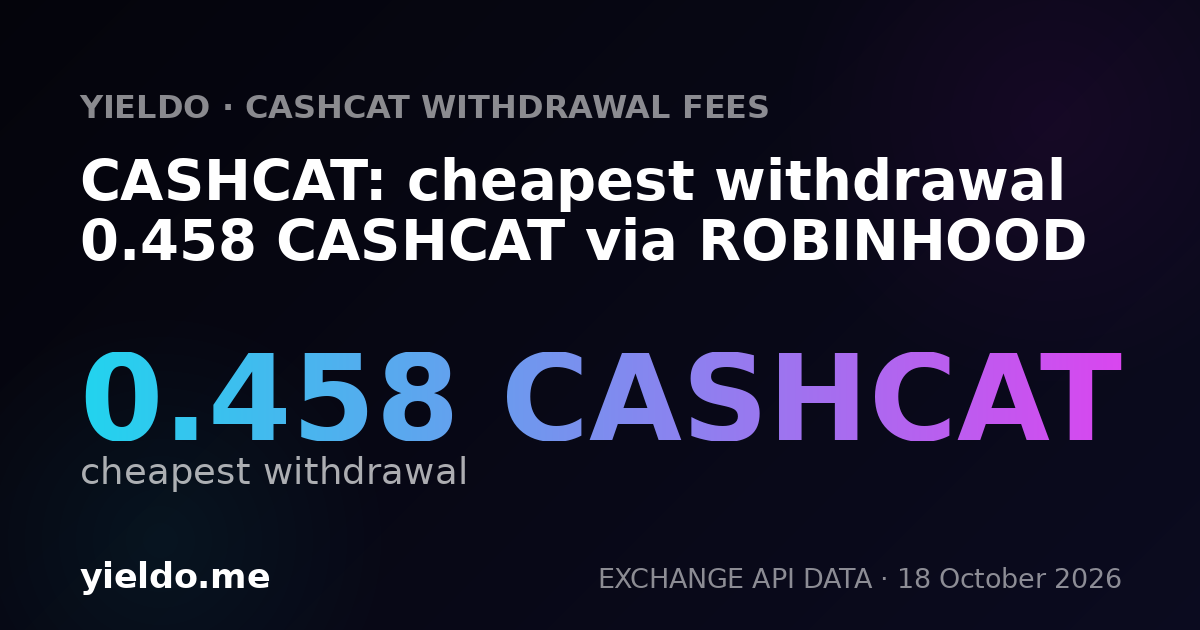 CASHCAT: cheapest withdrawal 0.458 CASHCAT via ROBINHOOD