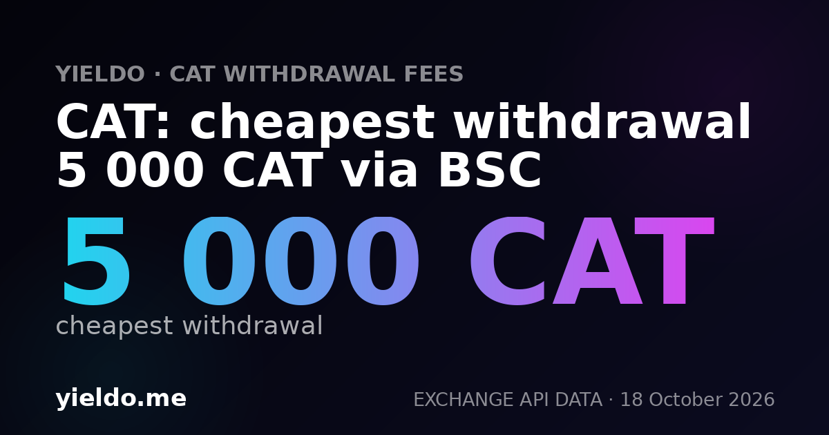 CAT: cheapest withdrawal 5 000 CAT via BSC