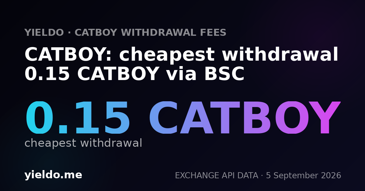 CATBOY: cheapest withdrawal 0.15 CATBOY via BSC