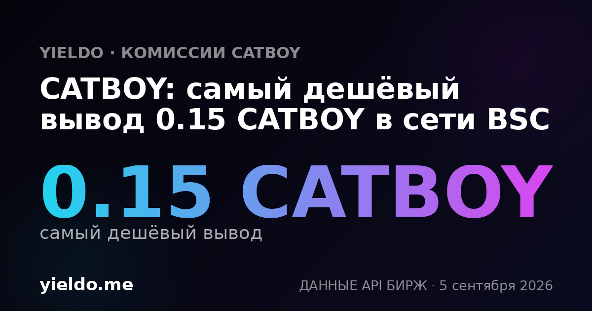 CATBOY: самый дешёвый вывод 0.15 CATBOY в сети BSC