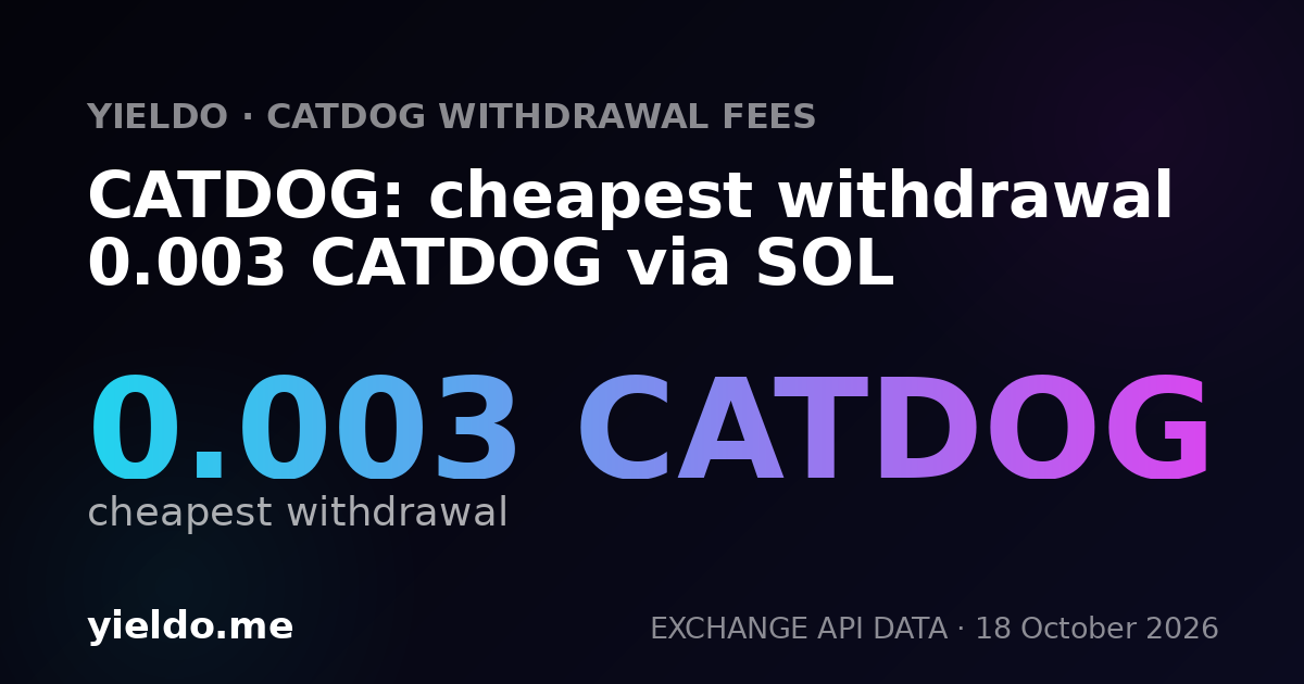 CATDOG: cheapest withdrawal 0.003 CATDOG via SOL