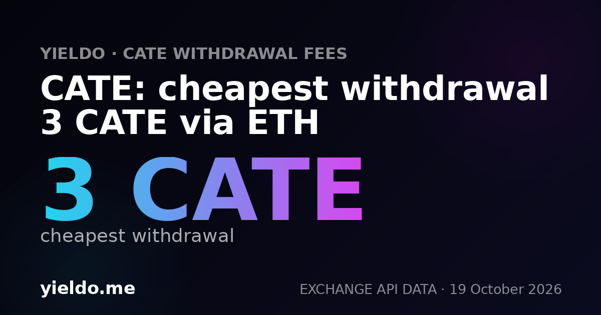 CATE: cheapest withdrawal 3 CATE via ETH
