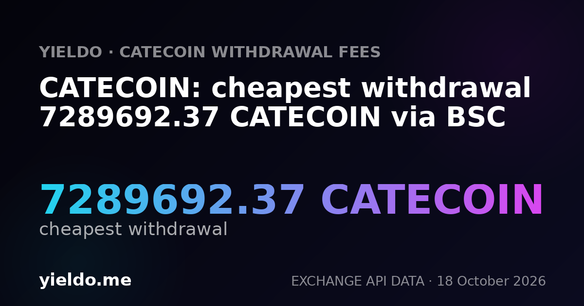 CATECOIN: cheapest withdrawal 7289692.37 CATECOIN via BSC