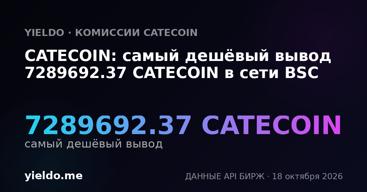CATECOIN: самый дешёвый вывод 7289692.37 CATECOIN в сети BSC