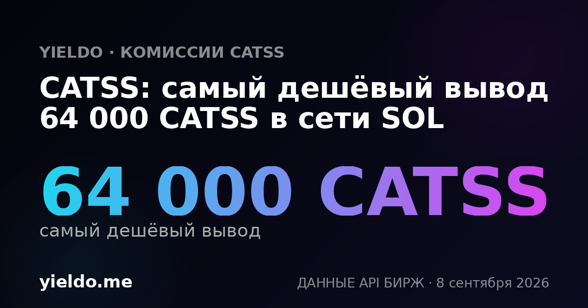 CATSS: самый дешёвый вывод 64 000 CATSS в сети SOL