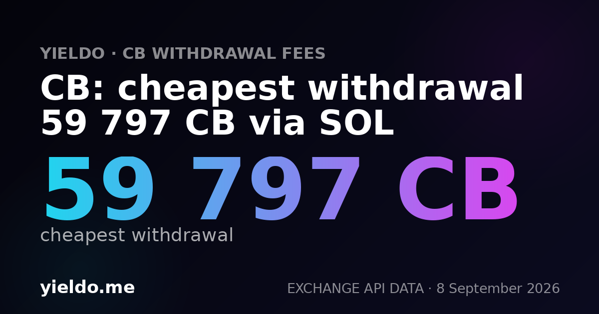 CB: cheapest withdrawal 59 797 CB via SOL