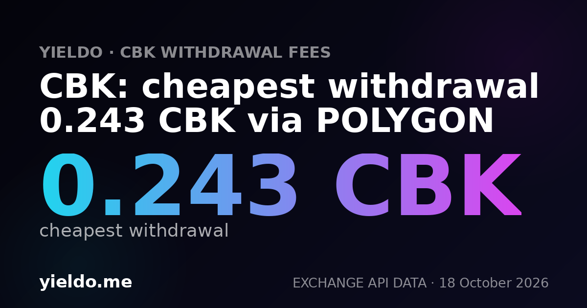 CBK: cheapest withdrawal 0.243 CBK via POLYGON