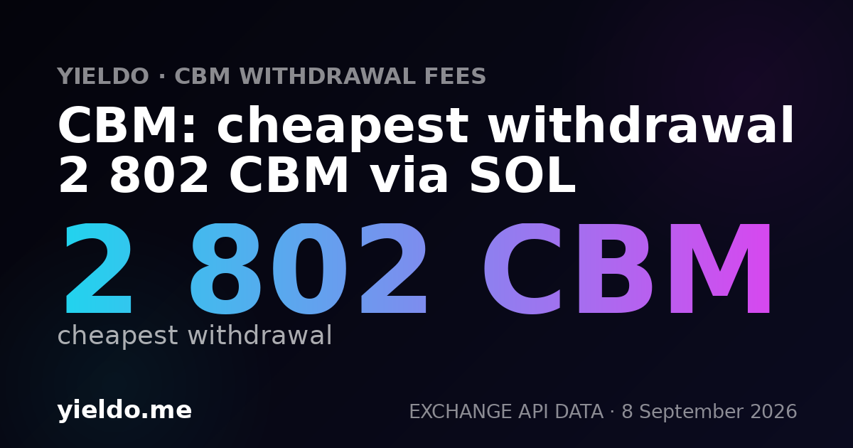 CBM: cheapest withdrawal 2 802 CBM via SOL