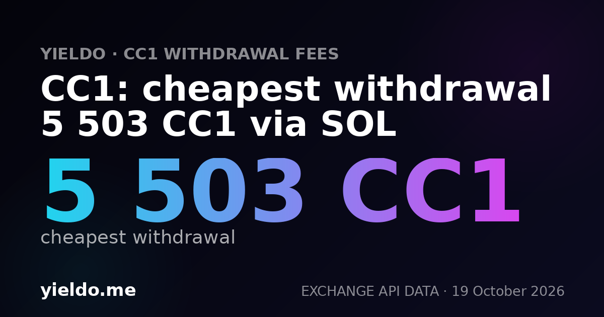 CC1: cheapest withdrawal 5 503 CC1 via SOL