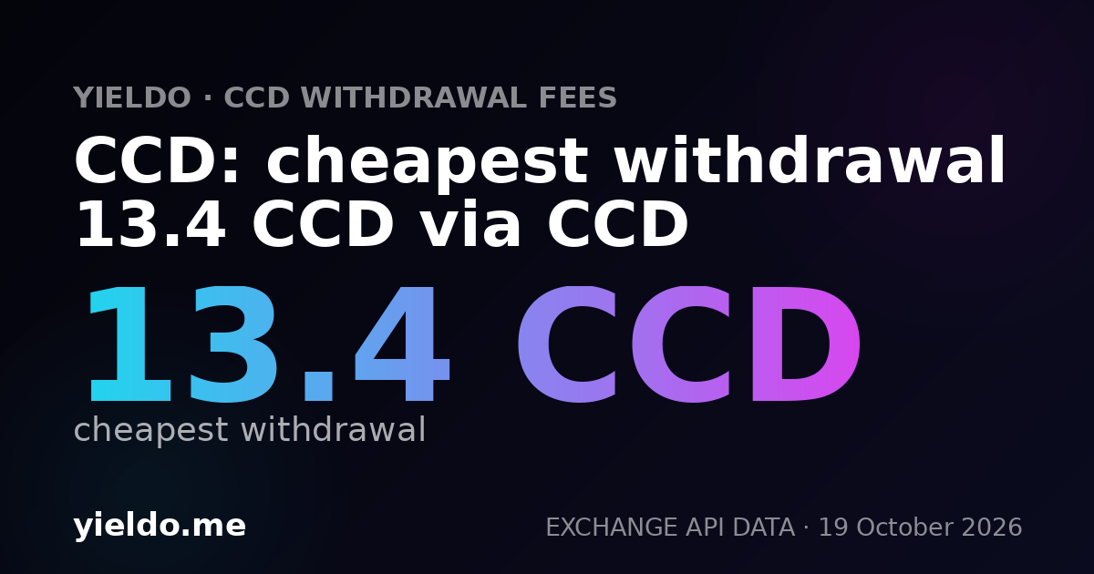 CCD: cheapest withdrawal 13.4 CCD via CCD
