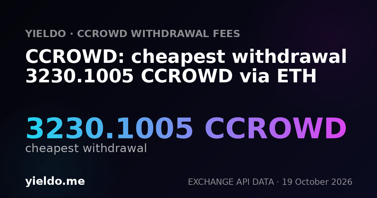 CCROWD: cheapest withdrawal 3230.1005 CCROWD via ETH