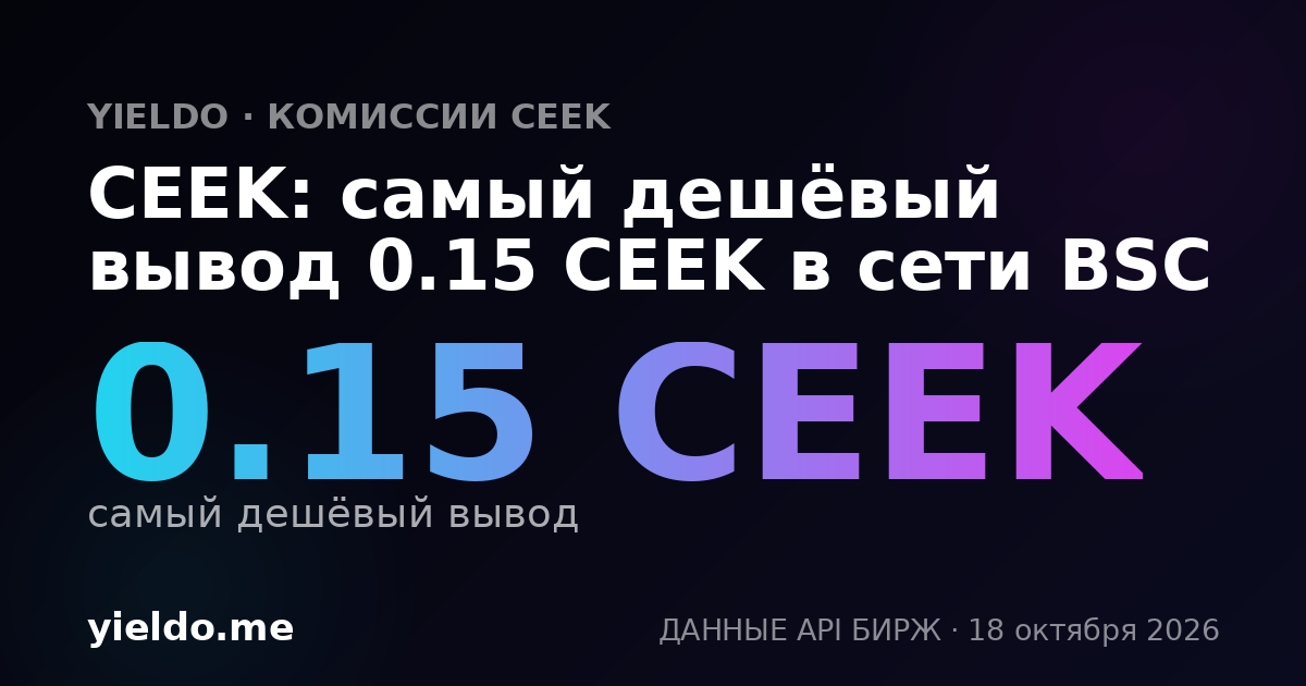 CEEK: самый дешёвый вывод 0.15 CEEK в сети BSC
