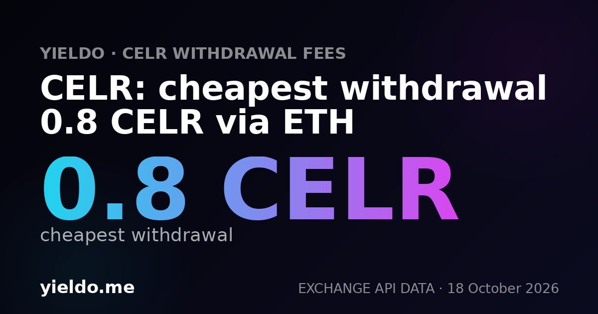 CELR: cheapest withdrawal 0.8 CELR via ETH