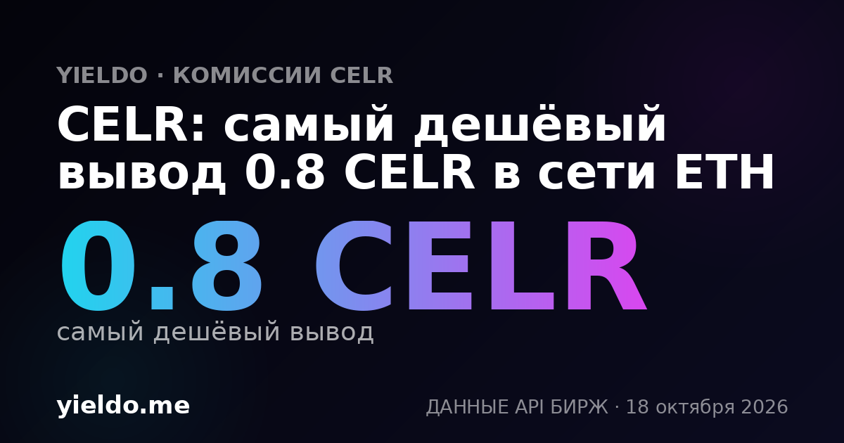 CELR: самый дешёвый вывод 0.8 CELR в сети ETH