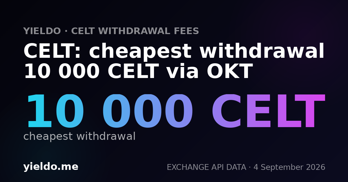 CELT: cheapest withdrawal 10 000 CELT via OKT