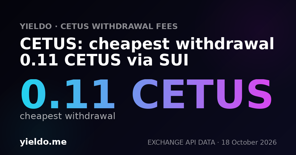 CETUS: cheapest withdrawal 0.11 CETUS via SUI