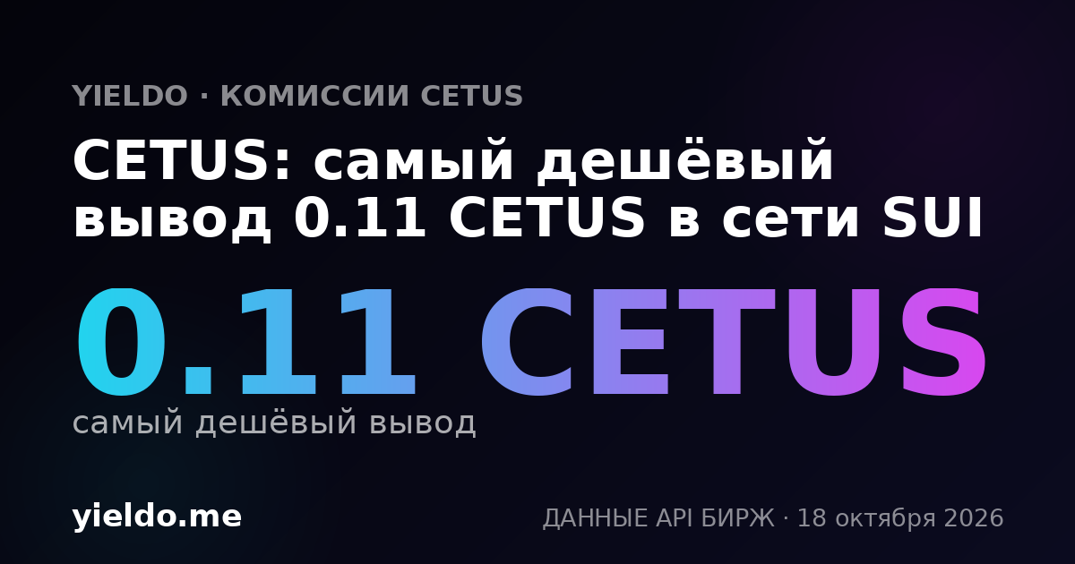 CETUS: самый дешёвый вывод 0.11 CETUS в сети SUI