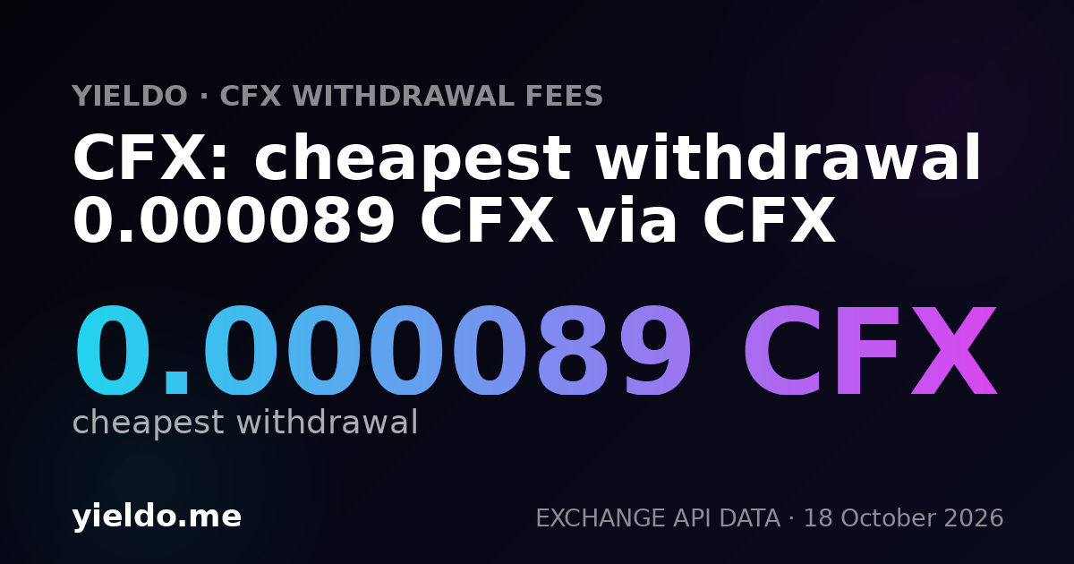 CFX: cheapest withdrawal 0.000089 CFX via CFX