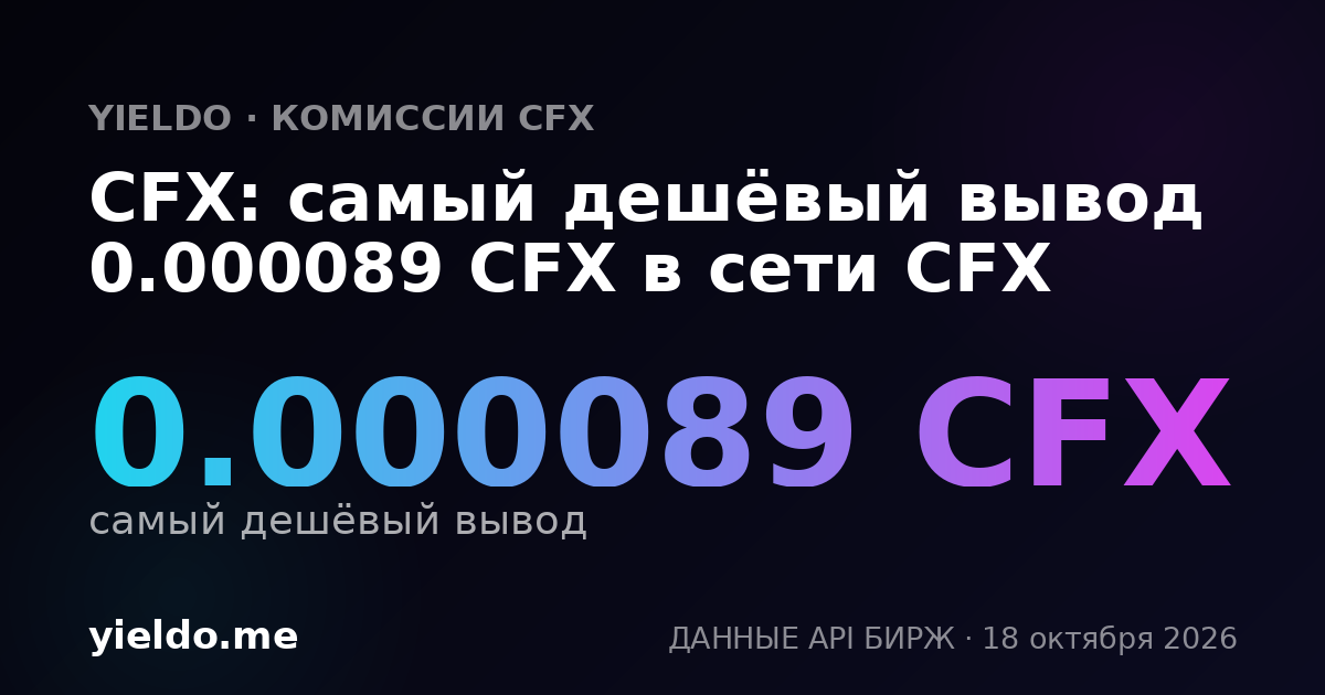 CFX: самый дешёвый вывод 0.000089 CFX в сети CFX