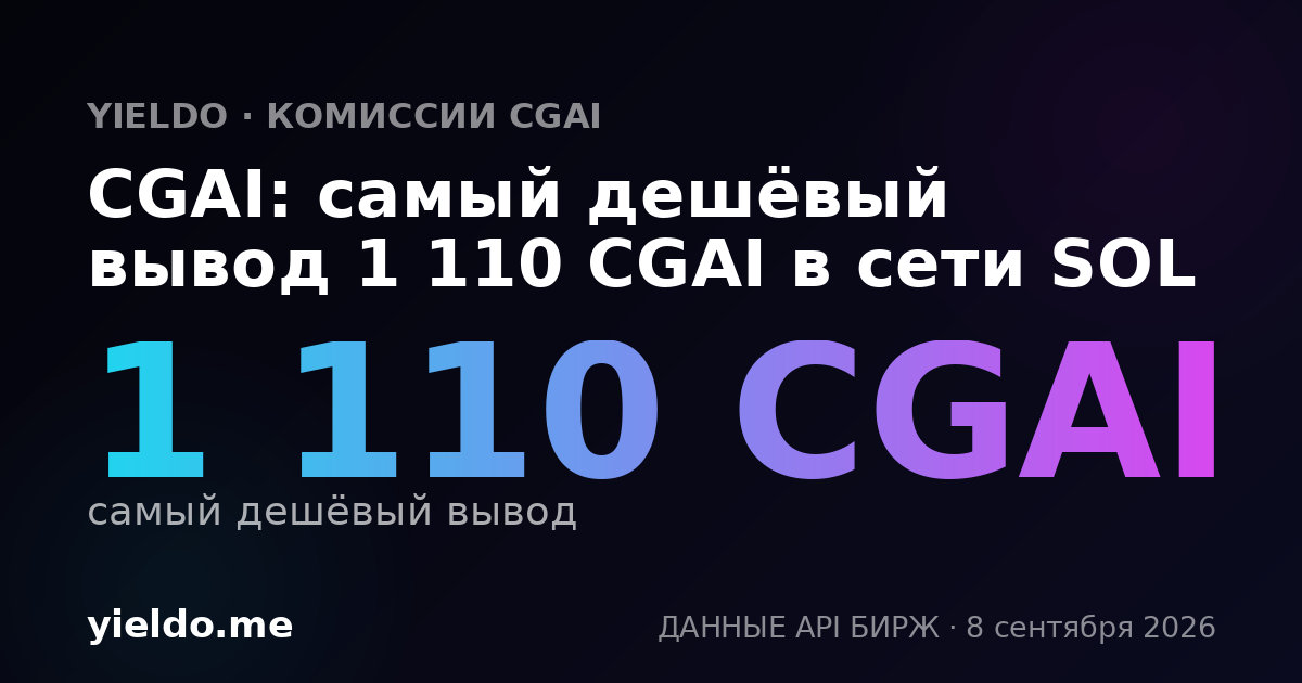 CGAI: самый дешёвый вывод 1 110 CGAI в сети SOL