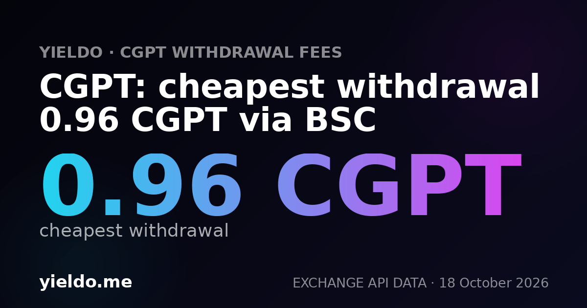 CGPT: cheapest withdrawal 0.96 CGPT via BSC