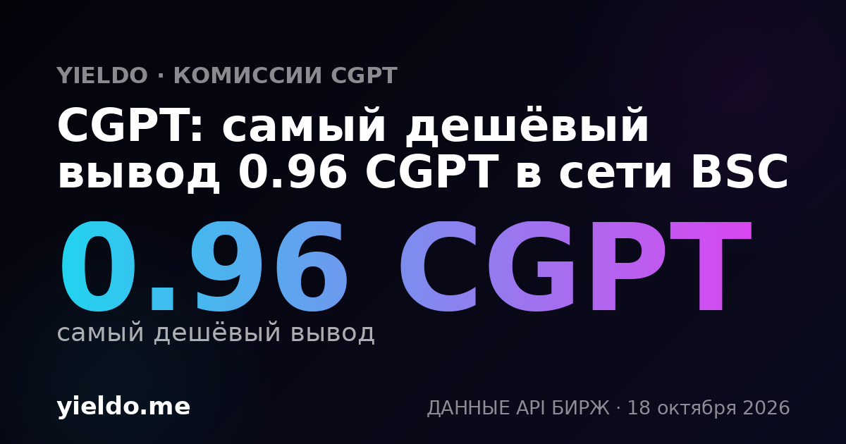 CGPT: самый дешёвый вывод 0.96 CGPT в сети BSC