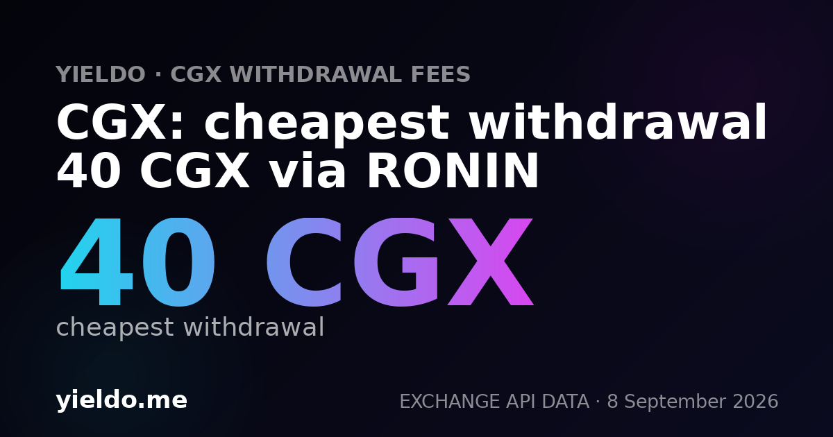 CGX: cheapest withdrawal 40 CGX via RONIN