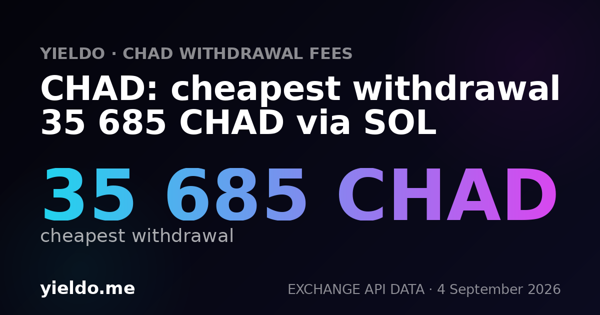 CHAD: cheapest withdrawal 35 685 CHAD via SOL