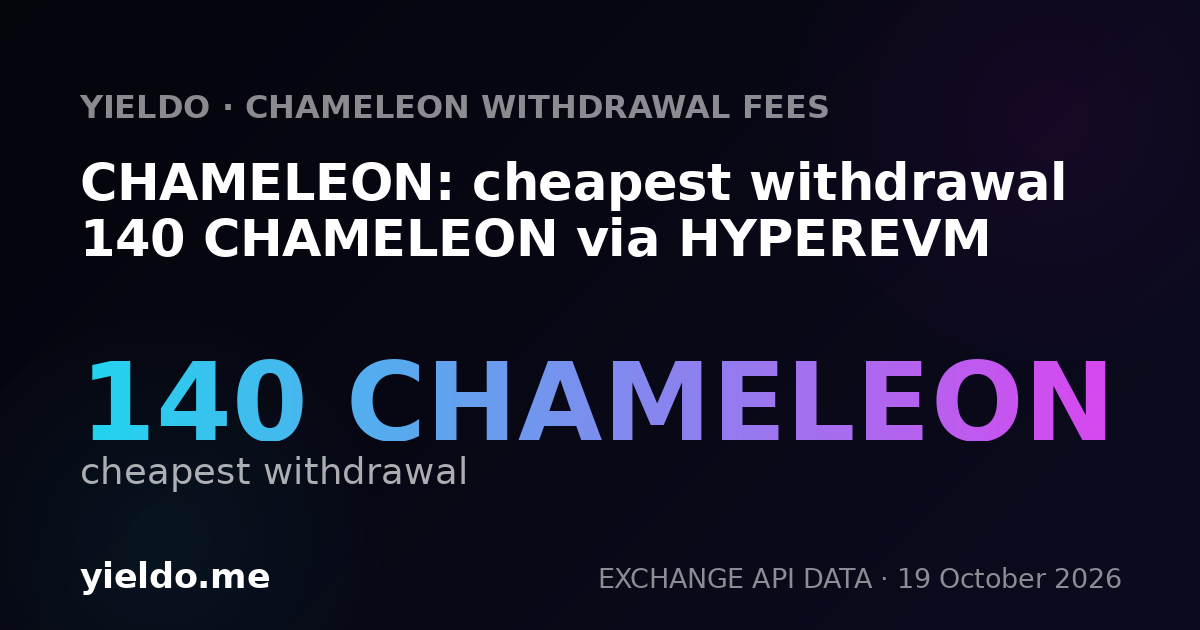 CHAMELEON: cheapest withdrawal 140 CHAMELEON via HYPEREVM