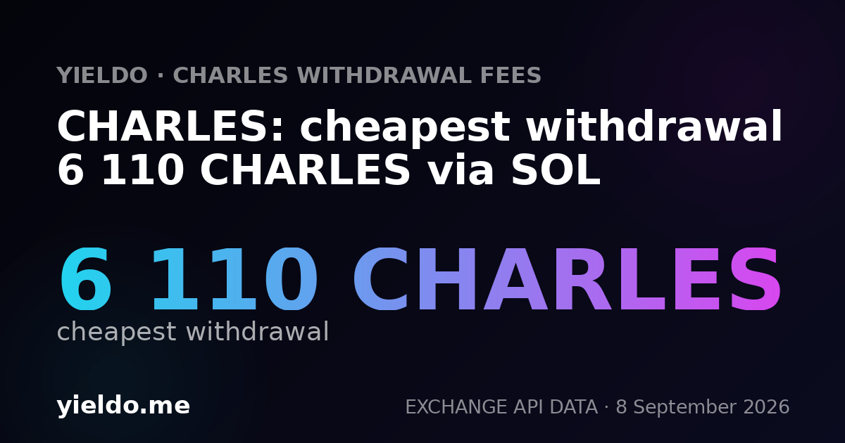 CHARLES: cheapest withdrawal 6 110 CHARLES via SOL