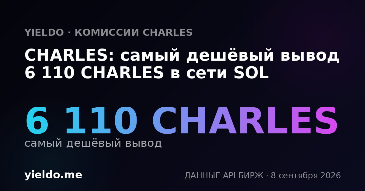 CHARLES: самый дешёвый вывод 6 110 CHARLES в сети SOL