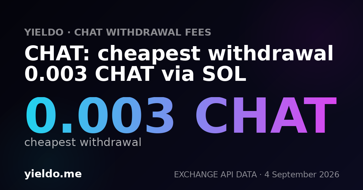 CHAT: cheapest withdrawal 0.003 CHAT via SOL