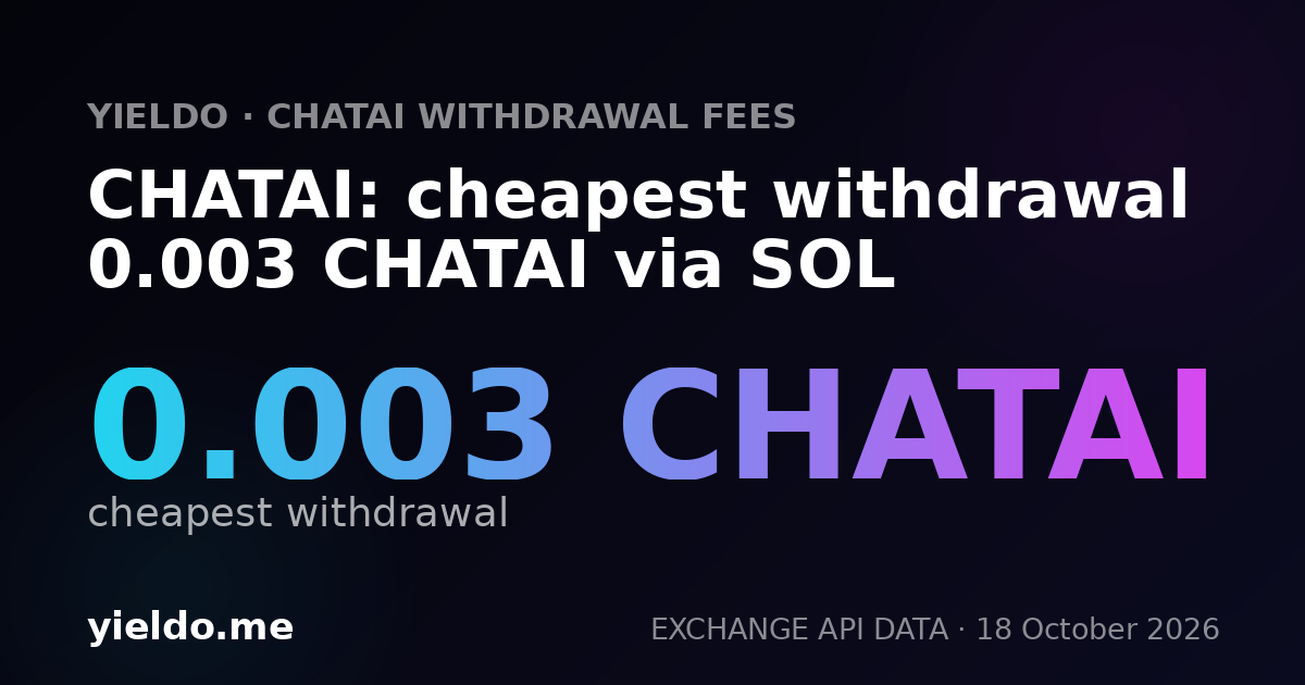 CHATAI: cheapest withdrawal 0.003 CHATAI via SOL
