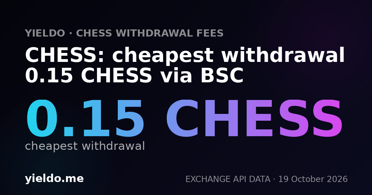 CHESS: cheapest withdrawal 0.15 CHESS via BSC