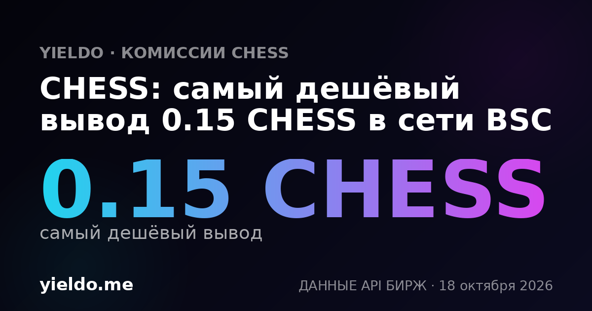 CHESS: самый дешёвый вывод 0.15 CHESS в сети BSC