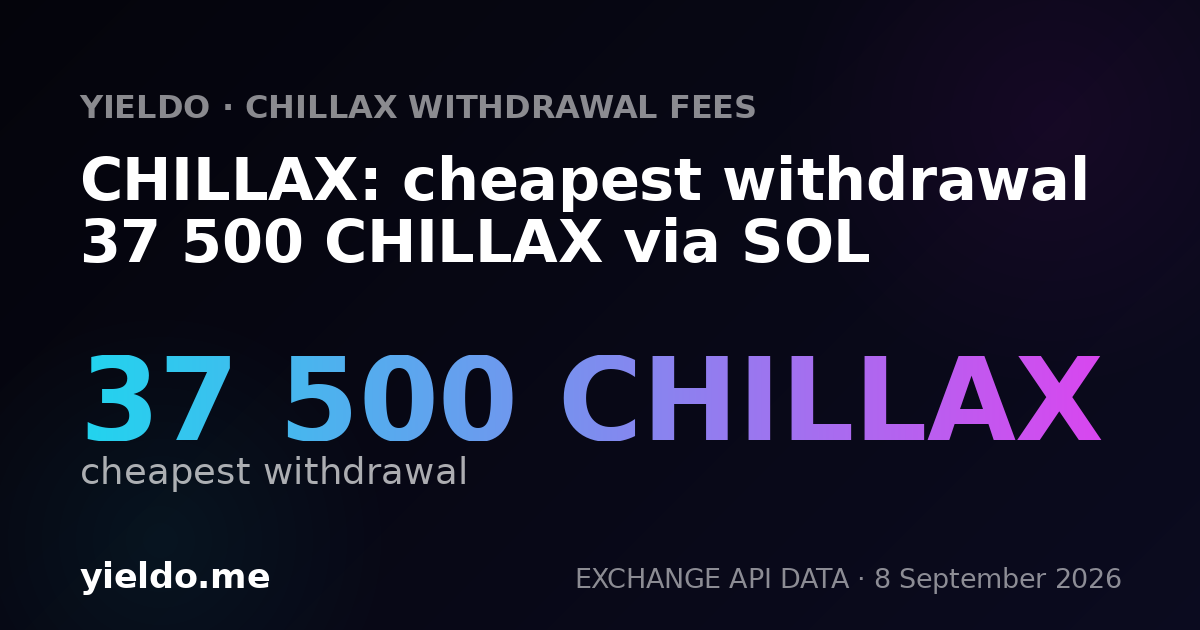 CHILLAX: cheapest withdrawal 37 500 CHILLAX via SOL
