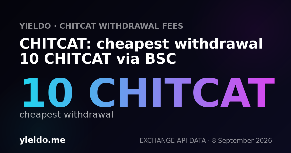 CHITCAT: cheapest withdrawal 10 CHITCAT via BSC