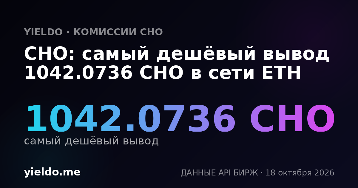 CHO: самый дешёвый вывод 1042.0736 CHO в сети ETH