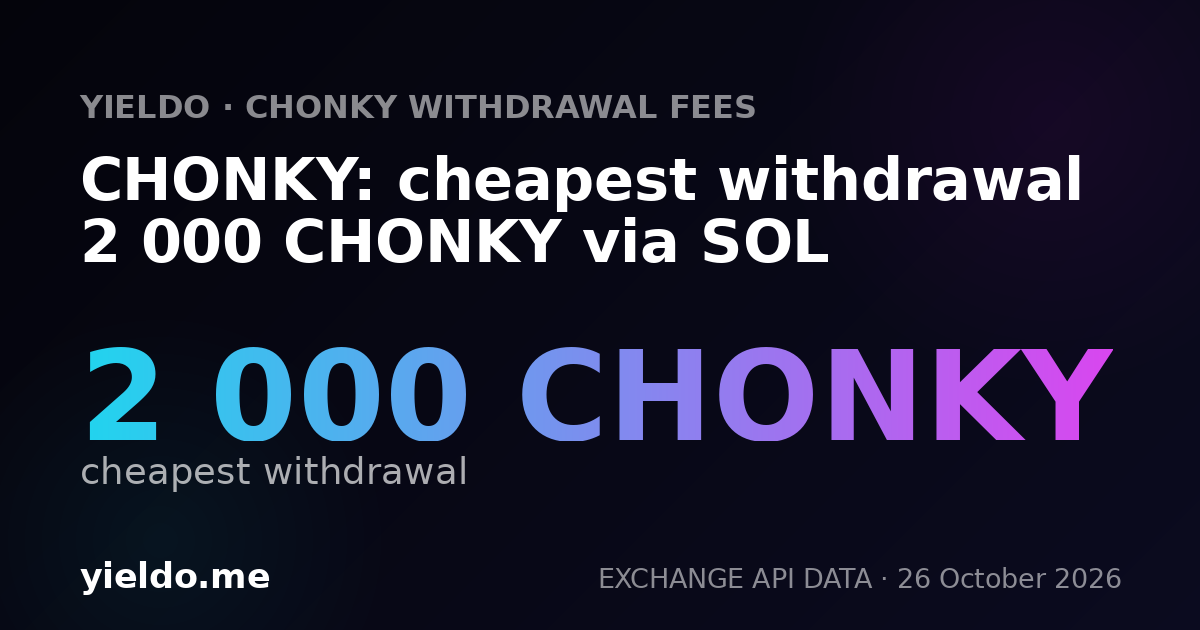 CHONKY: cheapest withdrawal 2 000 CHONKY via SOL