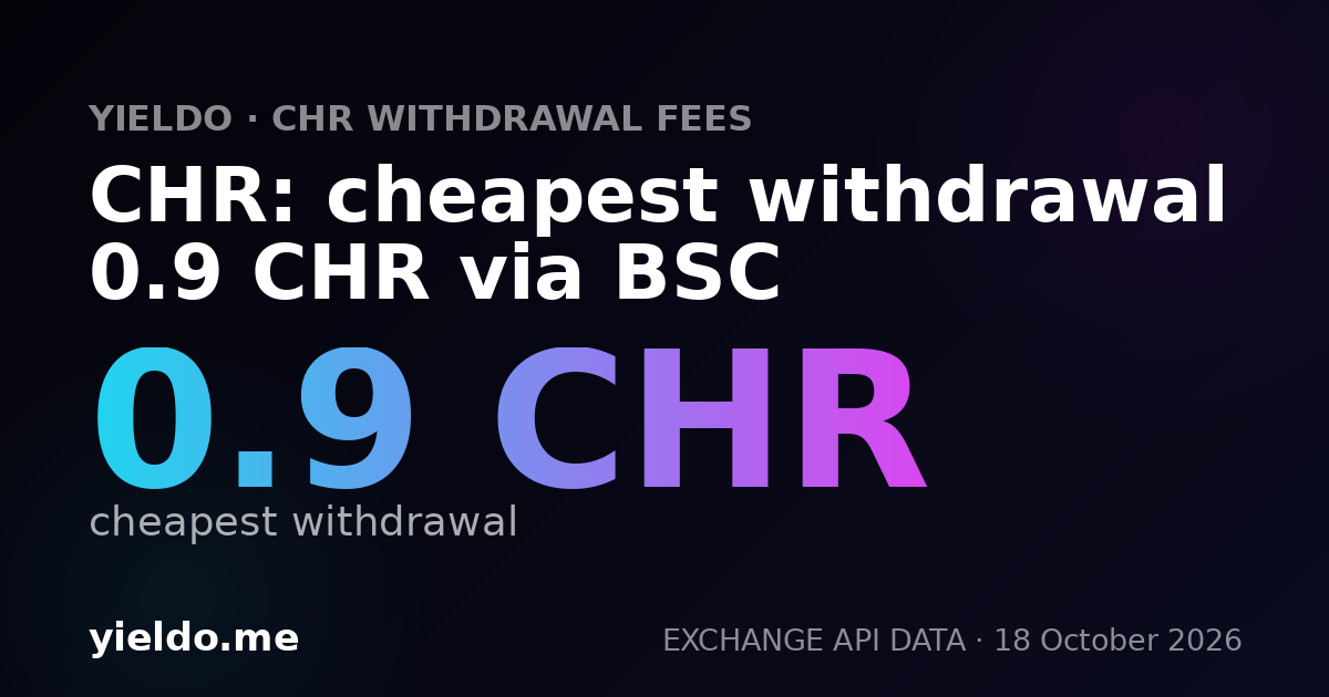 CHR: cheapest withdrawal 0.9 CHR via BSC