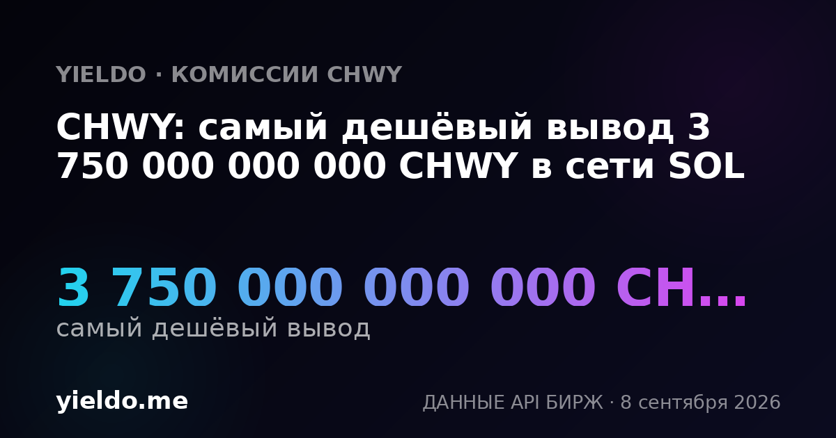 CHWY: самый дешёвый вывод 3 750 000 000 000 CHWY в сети SOL