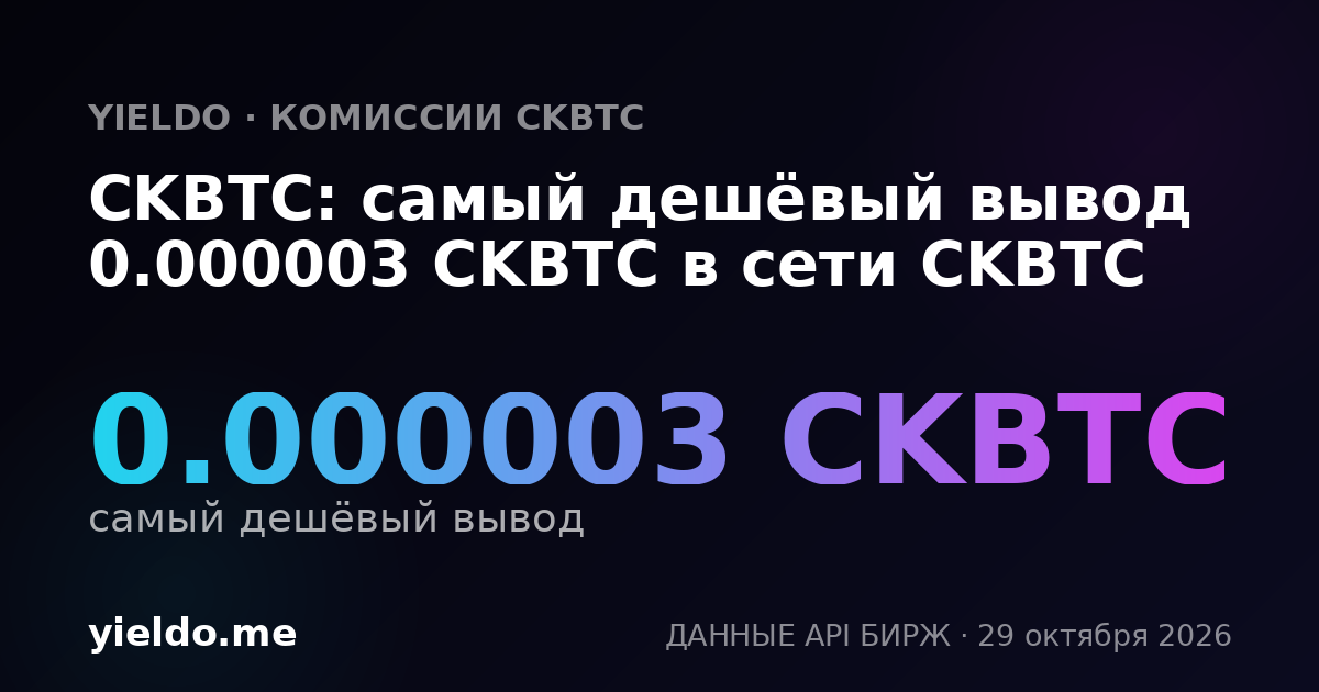 CKBTC: самый дешёвый вывод 0.000003 CKBTC в сети CKBTC
