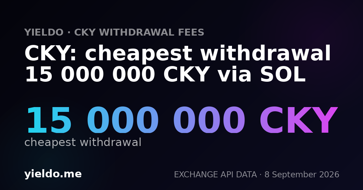 CKY: cheapest withdrawal 15 000 000 CKY via SOL
