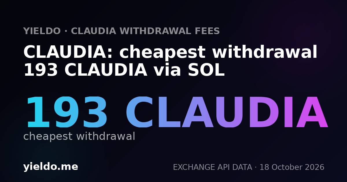 CLAUDIA: cheapest withdrawal 193 CLAUDIA via SOL